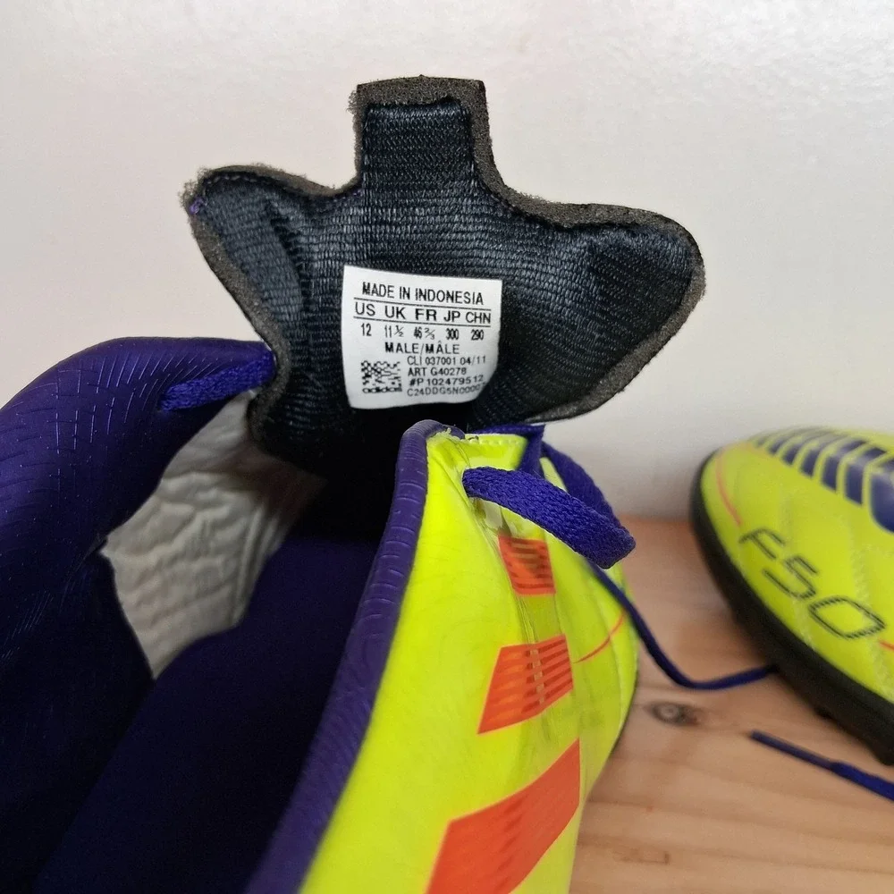 Adidas F50 TRX F10 Indoor Soccer Shoes Men's Size 12 Neon Yellow Purple